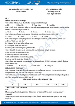 Bộ 5 đề thi HK1 môn Lịch Sử 9 năm học 2019-2020 Phòng GD&ĐT Châu Thành