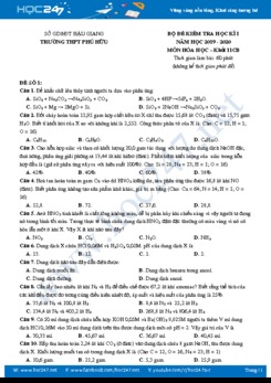 Bộ đề kiểm tra HK1 môn Hóa học 11 năm 2019-2020 Trường THPT Phú Hữu