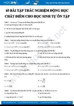65 bài tập trắc nghiệm Động học chất điểm Vật lý 10 dành cho học sinh tự ôn tập