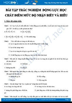 Bài tập trắc nghiệm Động lực học chất điểm môn Vật lý 10 Mức độ nhận biết và hiểu
