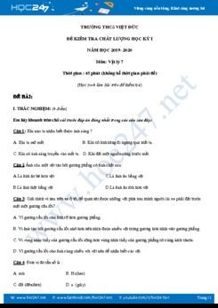 Đề kiểm tra chất lượng HK1 môn Vật lý 7 năm học 2019-2020 có đáp án trường THCS Việt Đức
