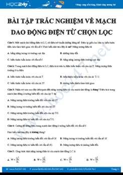 Bài tập trắc nghiệm về Mạch dao động điện từ chọn lọc hay nhất có đáp án hướng dẫn môn Vật lý 12