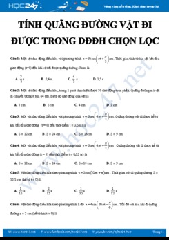 Chuyên đề Tính quãng đường vật đi được trong DĐĐH chọn lọc hay nhất môn Vật lý 12