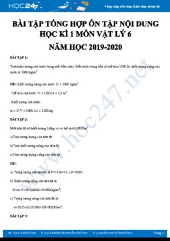 Bài tập tổng hợp ôn tập nội dung Học kì 1 môn Vật lý 6 năm học 2019-2020
