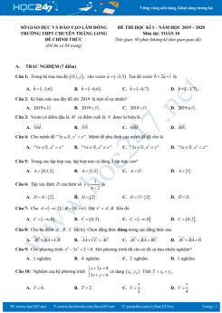 Đề thi HK1 môn Toán 10 năm học 2019 - 2020 có đáp án Trường THPT Chuyên Thăng Long