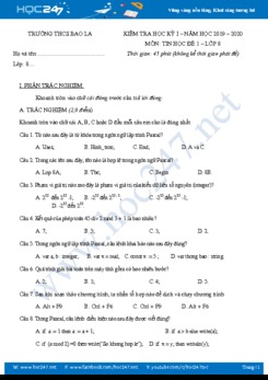 Bộ 2 Đề thi HK1 môn Tin học 8 năm 2019-2020 Trường THCS Bao La