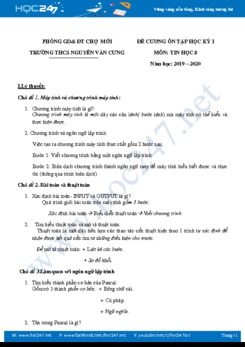 Đề cương ôn tập HK1 môn Tin học 8 năm 2019 Trường THCS Nguyễn Văn Cưng