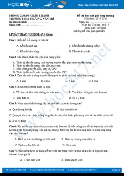 Đề thi HSG vòng trường môn Tin học 9 năm 2019 Trường THCS Trương Văn Trì