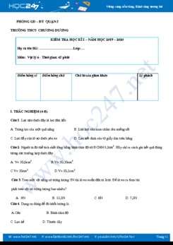 Đề kiểm tra HK1 môn Vật lý 6 năm học 2019-2020 có đáp án trường THCS Chương Dương