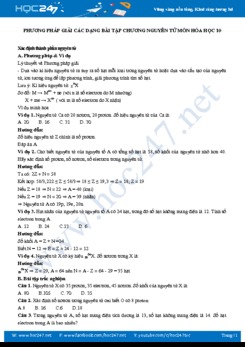 Phương pháp giải các dạng bài tập chương nguyên tử môn Hóa học 10 năm 2019-2020