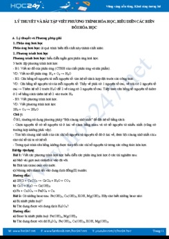 Lý thuyết và bài tập viết PTHH, biễu diễn các biến đổi Hóa học