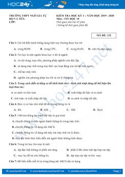 Đề thi HK1 môn Tin học 10 năm 2019-2020 Trường Ngô Gia Tự