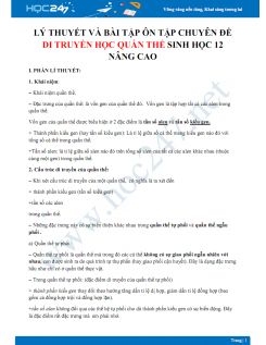 Lý thuyết và bài tập ôn tập chuyên đề Di truyền học quần thể Sinh học 12 nâng cao