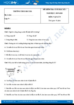 Bộ 2 đề thi cuối HK1 môn Vật lý 9 năm 2019-2020 trường THCS Bắc Hà có đáp án chi tiết