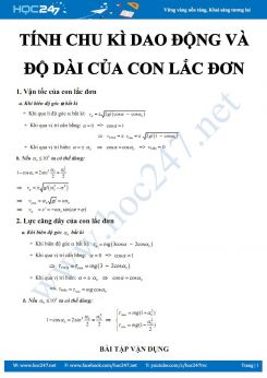 Dạng bài tập Tính chu kì dao động và độ dài của con lắc đơn dao động điều hòa