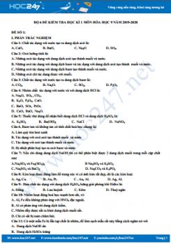 Bộ 6 đề kiểm tra HK1 có đáp án môn Hóa học 9 năm 2019-2020