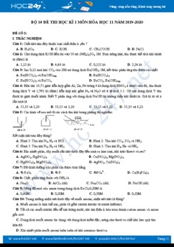 Bộ 10 đề thi HK1 môn Hóa học 11 năm 2019-2020