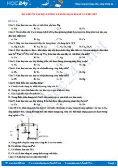 Bộ 4 đề ôn tập đại cương về kim loại có đáp án chi tiết môn Hóa học 12 năm 2019-2020