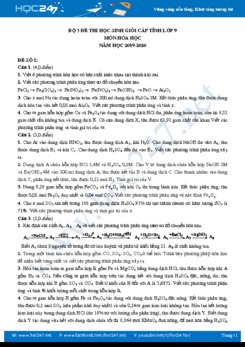 Bộ 3 đề thi HSG cấp tỉnh có đáp án chi tiết môn Hóa học 9 năm 2019-2020