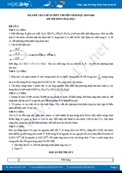 Bộ 4 đề thi vào lớp 10 THPT Chuyên có đáp án môn Hóa học năm 2019-2020