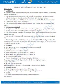 Tổng hợp kiến thức cơ bản môn Hóa học THCS năm 2019-2020