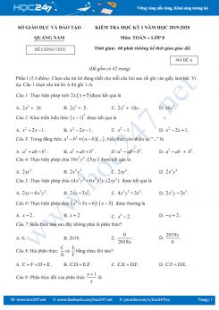 Bộ 2 Đề thi HK1 môn toán 8 năm 2019 Quảng Nam