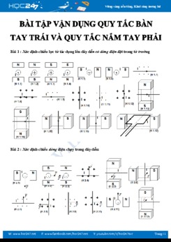 Bài tập thực hành vận dụng quy tắc bàn tay trái và quy tắc nắm tay phải môn Vật lý