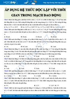 Áp dụng Hệ thức độc lập với thời gian trong các bài tập về mạch dao động