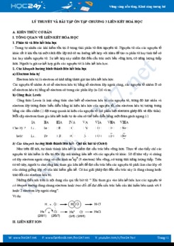 Lý thuyết và bài tập có đáp án ôn tập Chương 3 Liên Kết Hóa học năm 2019-2020