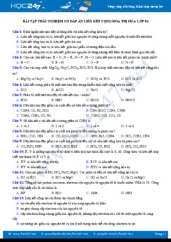 Bài tập trắc nghiệm có đáp án liên kết cộng hóa trị môn Hóa học 10 năm 2019-2020