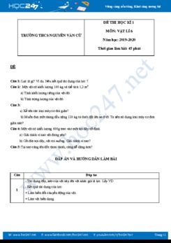 Đề thi tự luận HK1 môn Vật lý 6 năm học 2019-2020 trường THCS Nguyễn Văn Cừ có đáp án