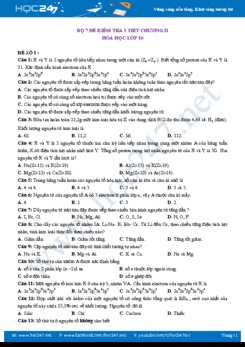 Bộ 7 đề kiểm tra 1 tiết Chương II môn Hóa học 10 năm 2019-2020