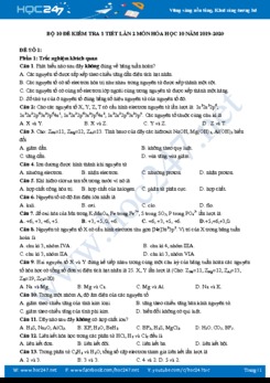 Bộ 10 đề kiểm tra 1 tiết lần 2 môn Hóa học 10 năm 2019-2020
