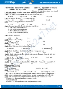 Đề thi HK1 môn Toán 6 năm 2019 Trường TH-THCS Cường Thịnh có đáp án