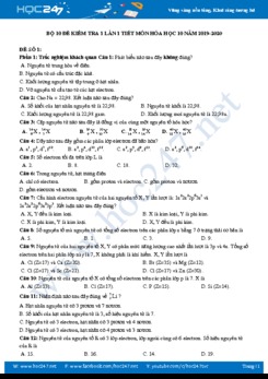 10 Đề kiểm tra 1 tiết lần 1 môn Hóa học 10 năm 2019-2020