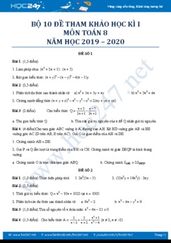 Bộ 10 đề thi tham khảo HK1 môn Toán 8 năm 2019-2020