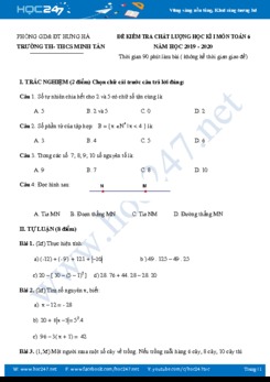 Bộ 3 Đề thi HK1 môn Toán 6 năm 2019 Trường TH - THCS Minh Tân