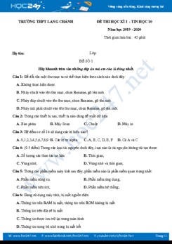 Bộ 5 Đề thi HK1 môn Tin học 10 năm 2019 Trường THPT Lang Chánh