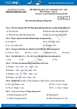 Bộ 4 Đề thi HK1 môn Tin học 11 năm 2019 Trường THPT Duy Tân