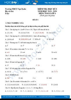 Bộ 2 Đề thi HK1 môn Toán 6 năm 2019 Trường THCS Vạn Xuân