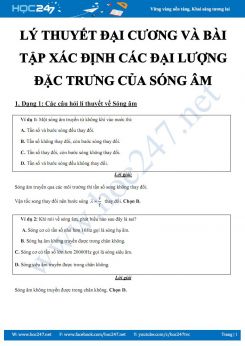 Lý thuyết đại cương và Bài tập xác định các đại lượng đặc trưng của Sóng âm