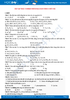 Bài tập trắc nghiệm nhóm Halogen theo 4 mức độ môn Hóa học 10 năm 2019-2020