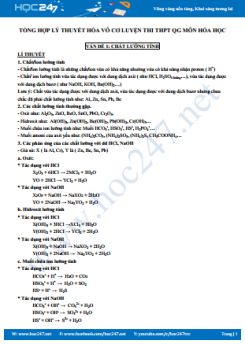 Tổng hợp lý thuyết Hóa vô cơ ôn luyện thi THPT QG
