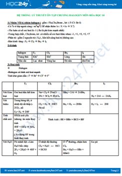 Hệ thống lý thuyết ôn tập Chương Halogen môn Hóa học 10 năm 2019-2020