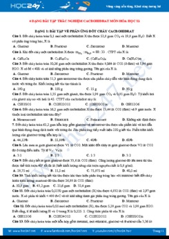 4 Dạng bài tập trắc nghiệm Cacbohidrat môn Hóa học 12 năm 2019-2020