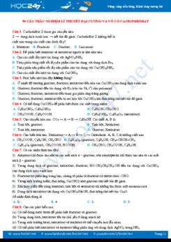 90 Câu trắc nghiệm lý thuyết đại cương và vô cơ cacbohidrat môn Hóa 12 năm học 2019-2020
