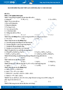 Bộ 10 đề kiểm tra 1 tiết lần 2 có đáp án môn Hóa học 11 năm 2019-2020