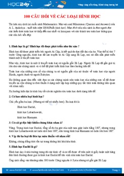 100 câu hỏi về các loại hình học