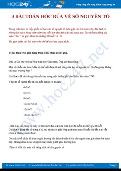 3 bài toán hóc búa về số nguyên tố Toán 9