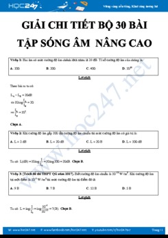 Giải chi tiết bộ 30 bài tập Sóng âm nâng cao môn Vật lý 12 năm học 2019-2020